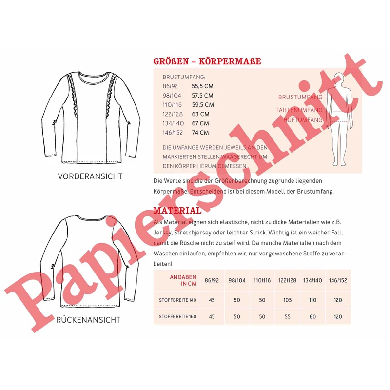 SARA Rüschenshirt | Papierschnitt