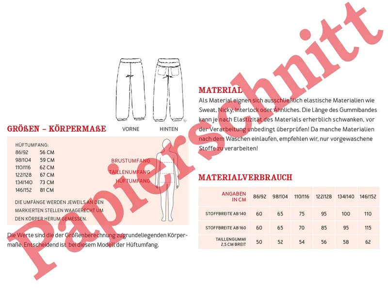 PAULI Sweathose | Papierschnitt