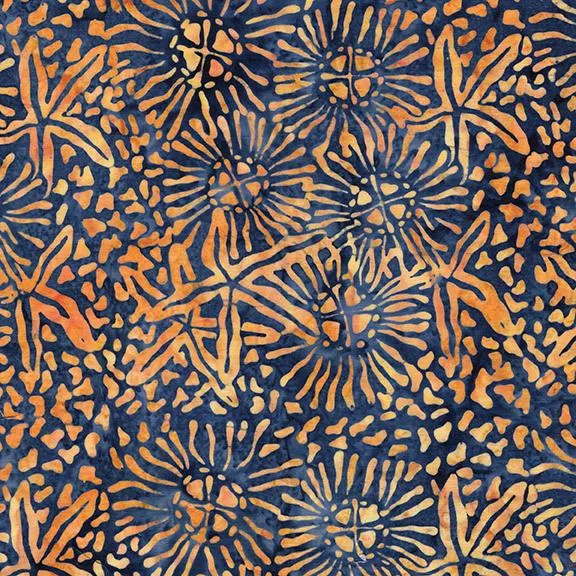 Island Batik, Starry Seas, Starfish Marine, Blue Orange