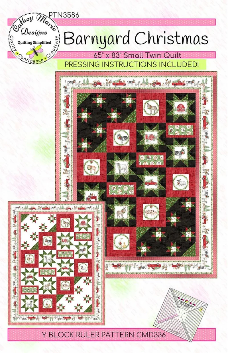 Barnyard Christmas Quilt Pattern 65" X 83"
