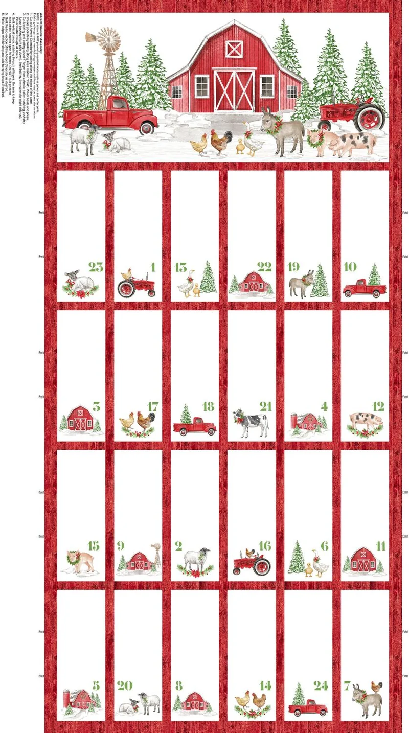 Northcott, Barnyard Christmas, Advent Panel 24" X 43", Multi Colors
