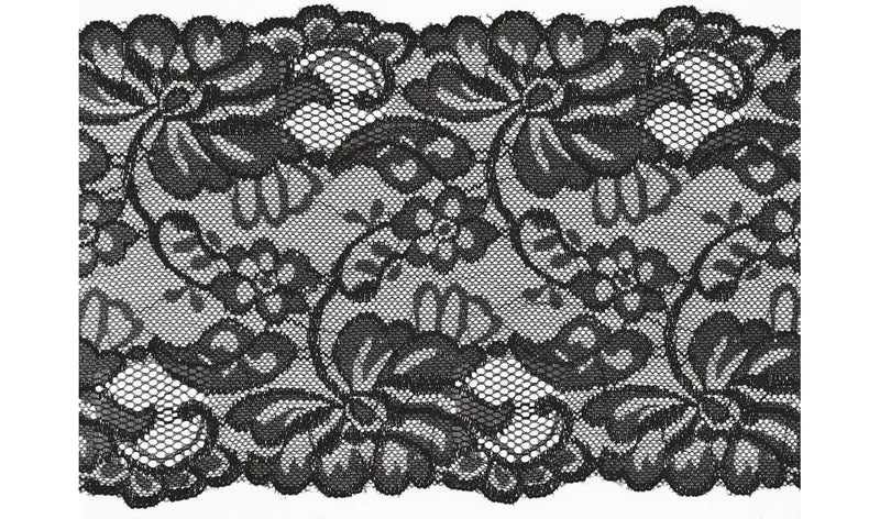 Spitzenband elastisch 15cm schwarz