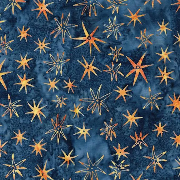 Island Batik, Starry Seas, Sea Stars, Blue Orange