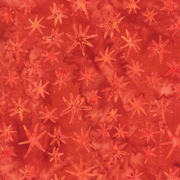 Island Batik, Starry Seas, Sea Stars, Orange Flame