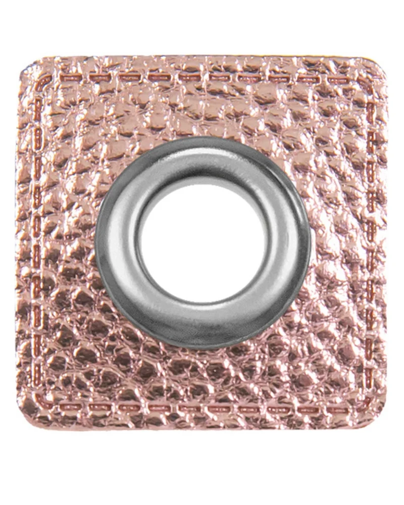 Oesen Patches aus Lederimitat mit 8mm Oese metallic rose