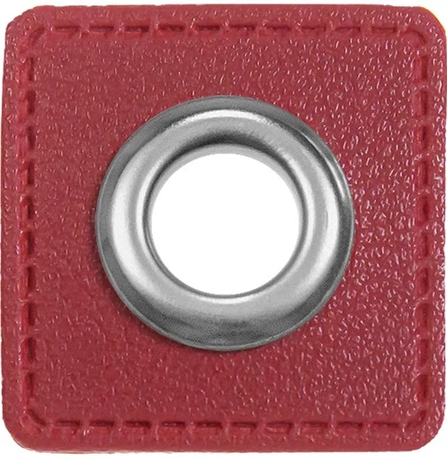 Oesen Patches aus Lederimitat mit 8mm Oese rot
