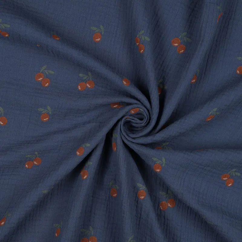 Musselin Kirschen blau