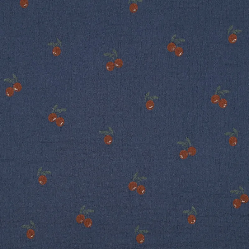 Musselin Kirschen blau