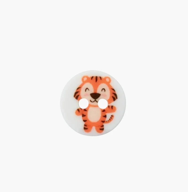 Polyesterknopf 2-Loch Tiger 12mm mehrfarbig