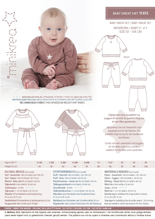 Schnittmuster 11415 Baby Sweat Set