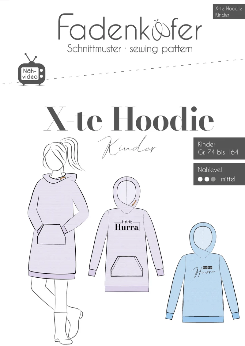 Fadenkäfer Schnittmuster "X-te" Hoodie Kinder