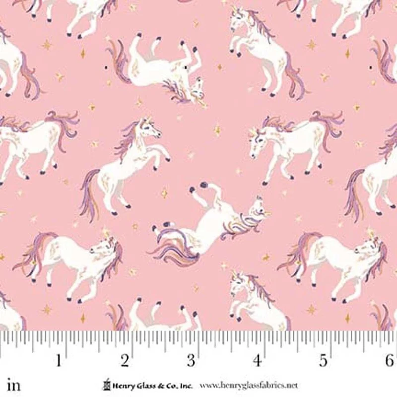 Henry Glass, My Darling Unicorn, Tossed Unicorns, Pink