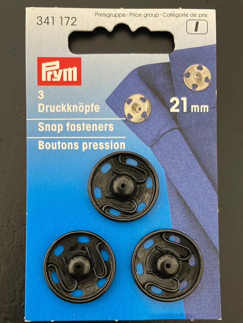 Prym Annähdruckknöpfe 3 Stück 21 mm schwarz