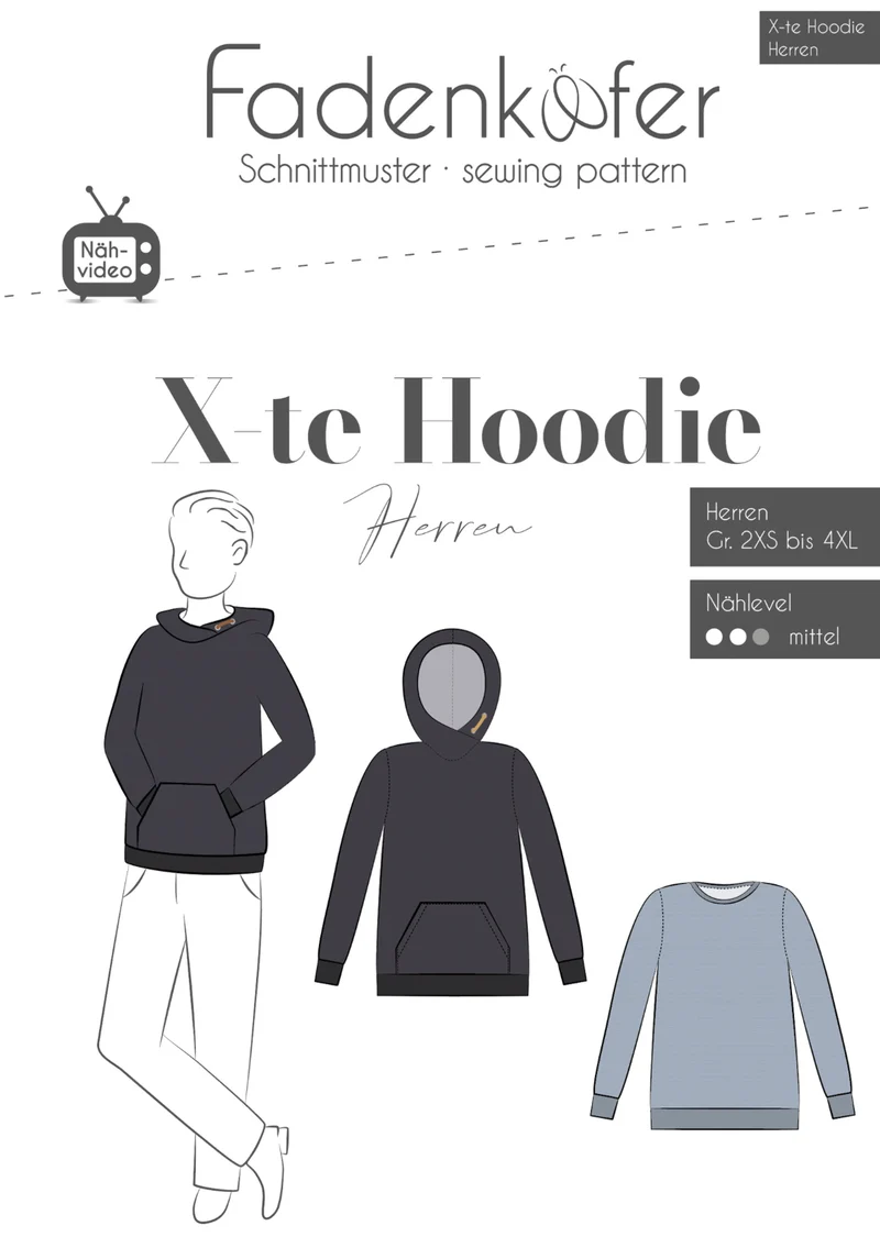 Fadenkäfer Schnittmuster "X-te" Hoodie Herren