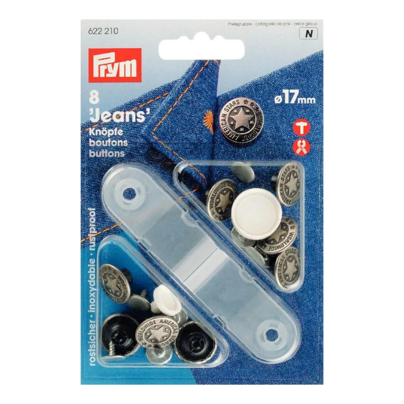Jeansknöpfe 17 mm 8er-Set