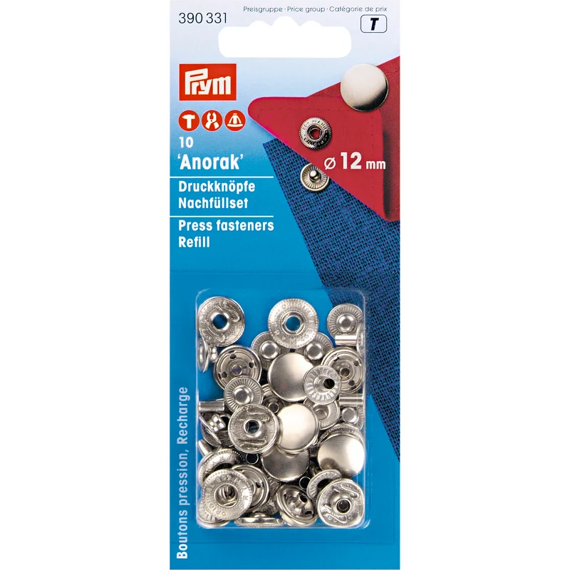 Anorak Druckknöpfe Nachfüllset 12 mm 10 Stück