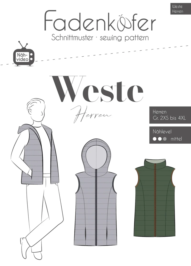 Fadenkäfer Schnittmuster "Weste" Herren