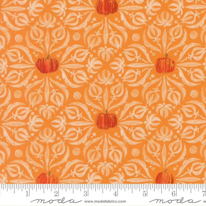 Moda, Robin Pickens, Coven, Medallion Tiles Damask, Pumkin Orange