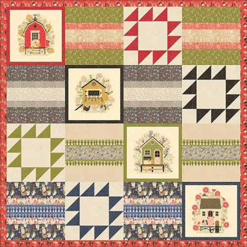 Henhouse/Cluck & Blossom Quilt Kit