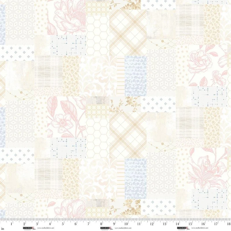 Studio e Fabrics, Pieces of America, Cream Patchwork
