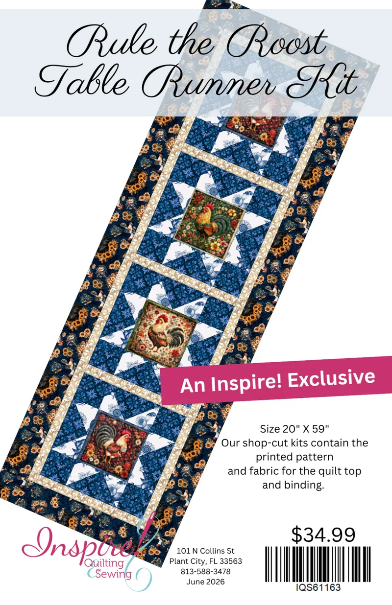 QT Fabrics, Rule The Roost Table Runner, Blue