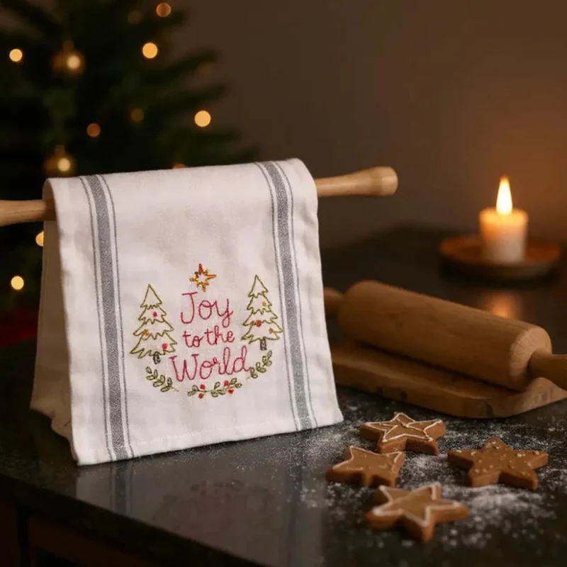 Hand Work - Joy to the World Towel Embroidery Kit