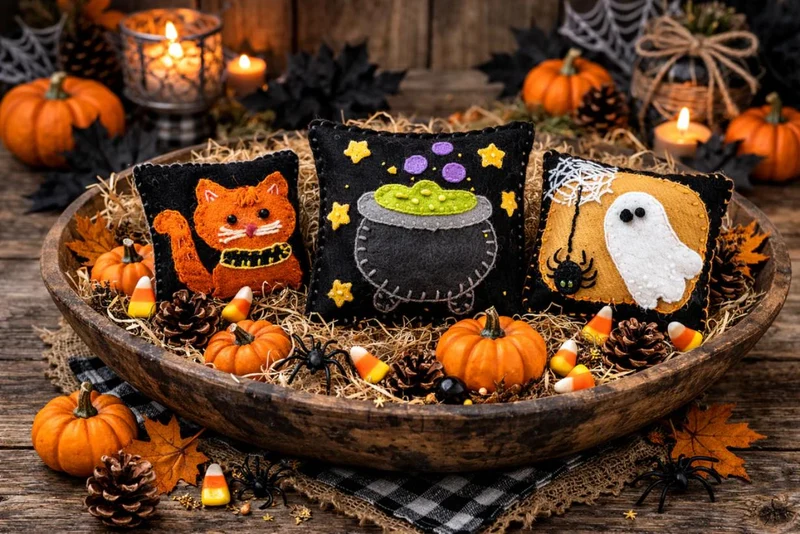 Wool Bowl Fillers Hand Work Kit - Little Bits of Halloween