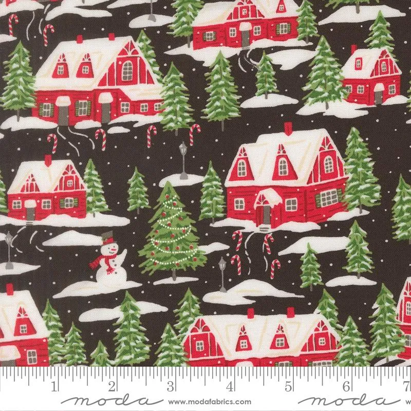 Moda, Stacy Iest Hsu, Holiday Cheer, Village Landscape, Midnight Gray
