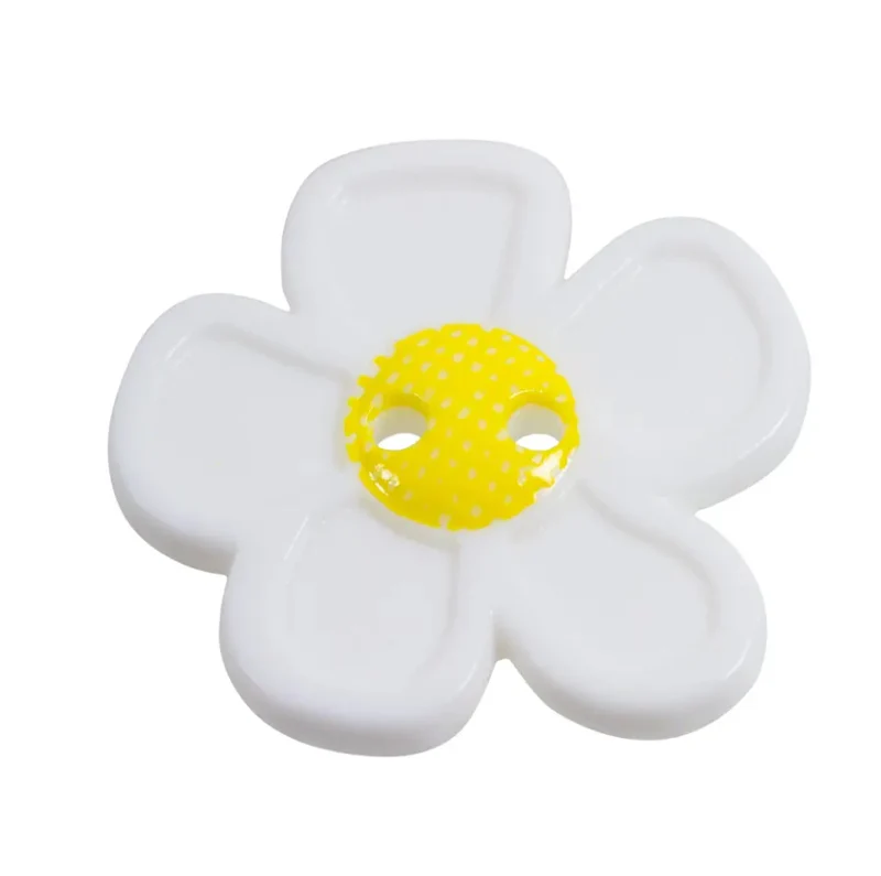 Kinderknopf 2-Loch Blume weiss 20mm