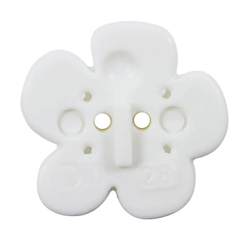 Kinderknopf 2-Loch Blume weiss 20mm