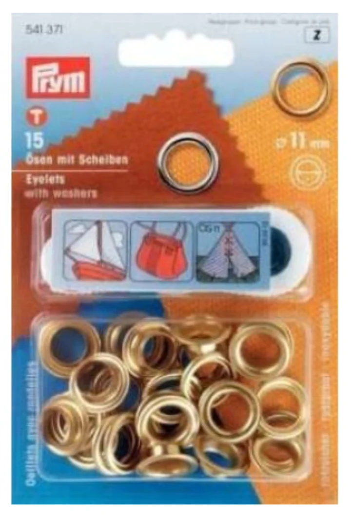 Prym Ösen mit Scheiben 11mm Gold