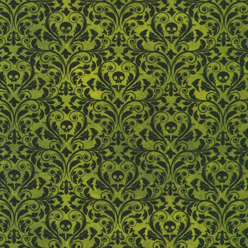 Robert Kaufman, Ravenwood, Curls & Swirls, Acid Lime Green