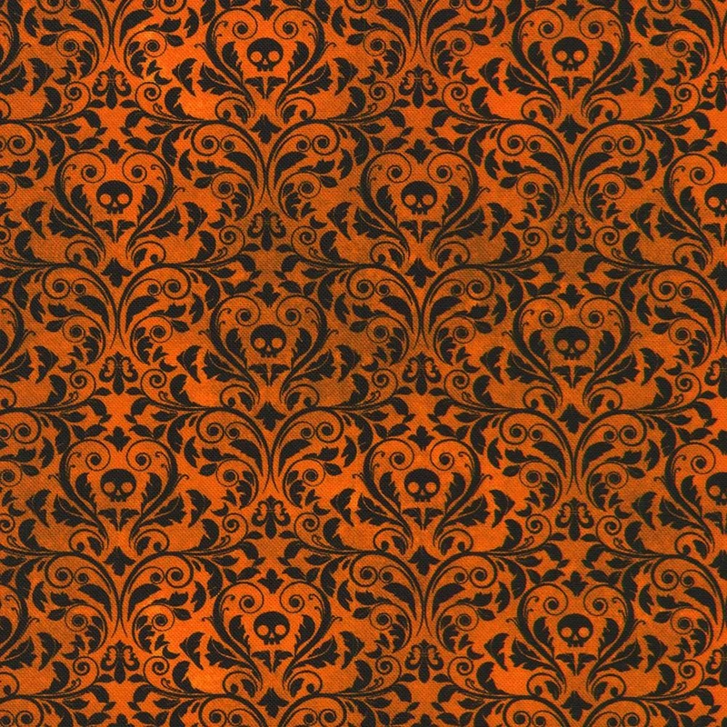 Robert Kaufman, Ravenwood, Curls & Swirls, Pumpkin Orange