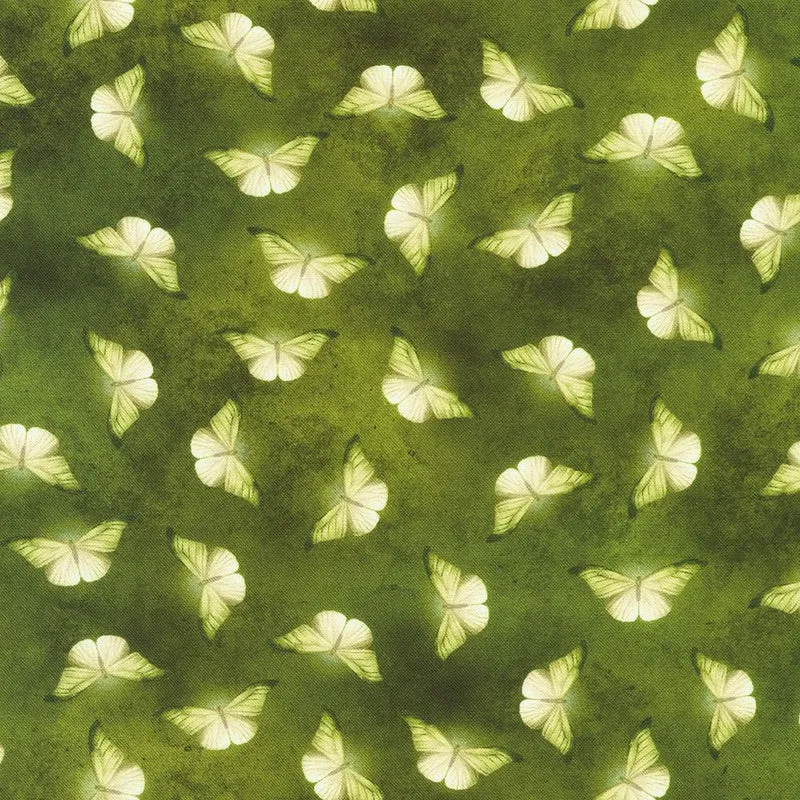 Robert Kaufman, Ravenwood, Tossed Moths on Moss Green
