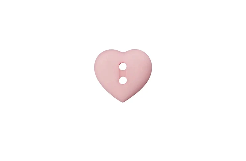 Polyesterknopf Herz 2-Loch 12mm rosa