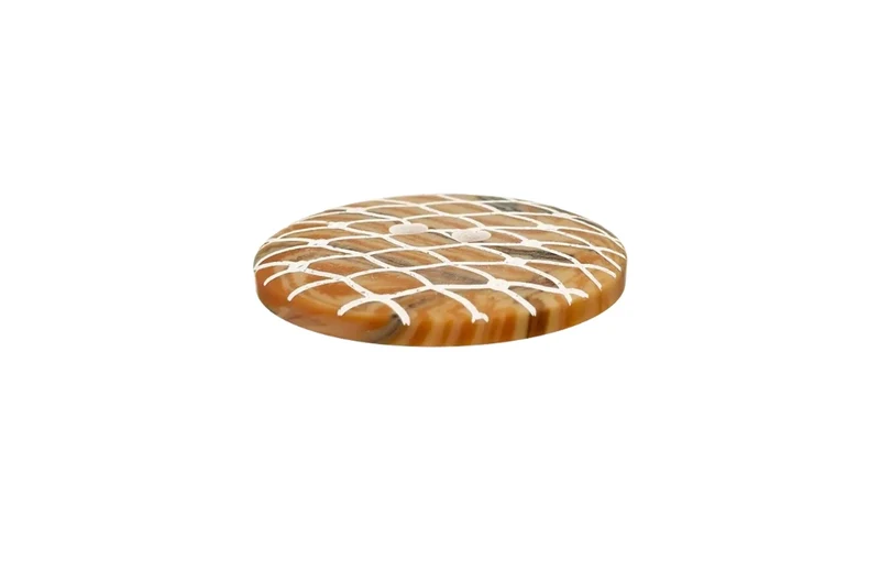 Polyesterknopf Holzimitat Netzoptik 2 Loch Ø 25mm creme