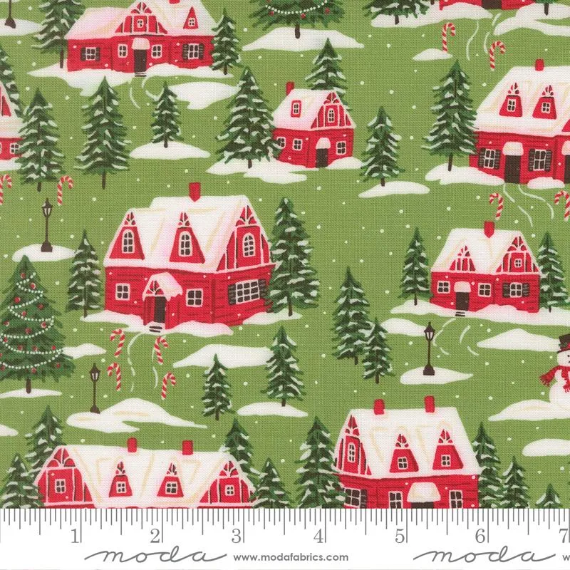 Moda, Stacy Iest Hsu, Holiday Cheer, Village Landscape, Mistletoe Green