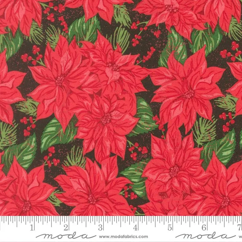 Moda, Stacy Iest Hsu, Holiday Cheer, Vintage Poinsettia, Poinsettia Red Midnight