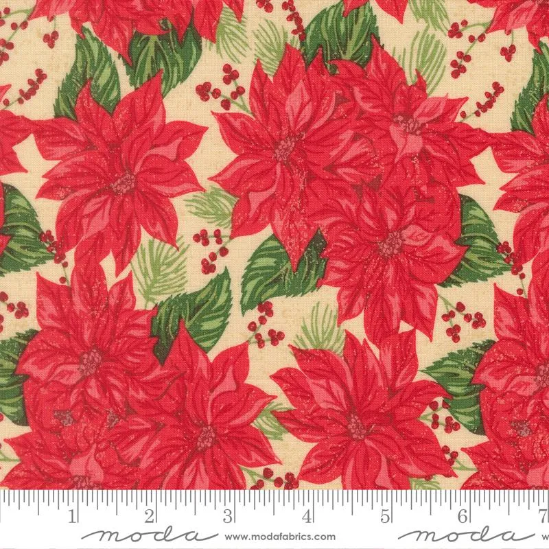Moda, Stacy Iest Hsu, Holiday Cheer, Vintage Poinsettia, Cardinal Red Natural