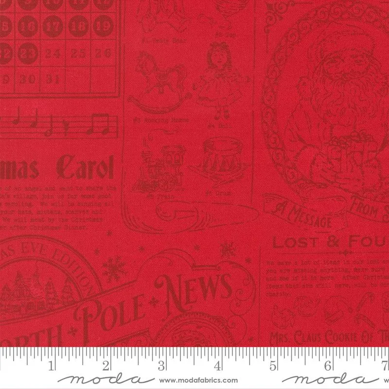 Moda, Stacy Iest Hsu, Holiday Cheer, North Pole News & Text, Poinsettia Red
