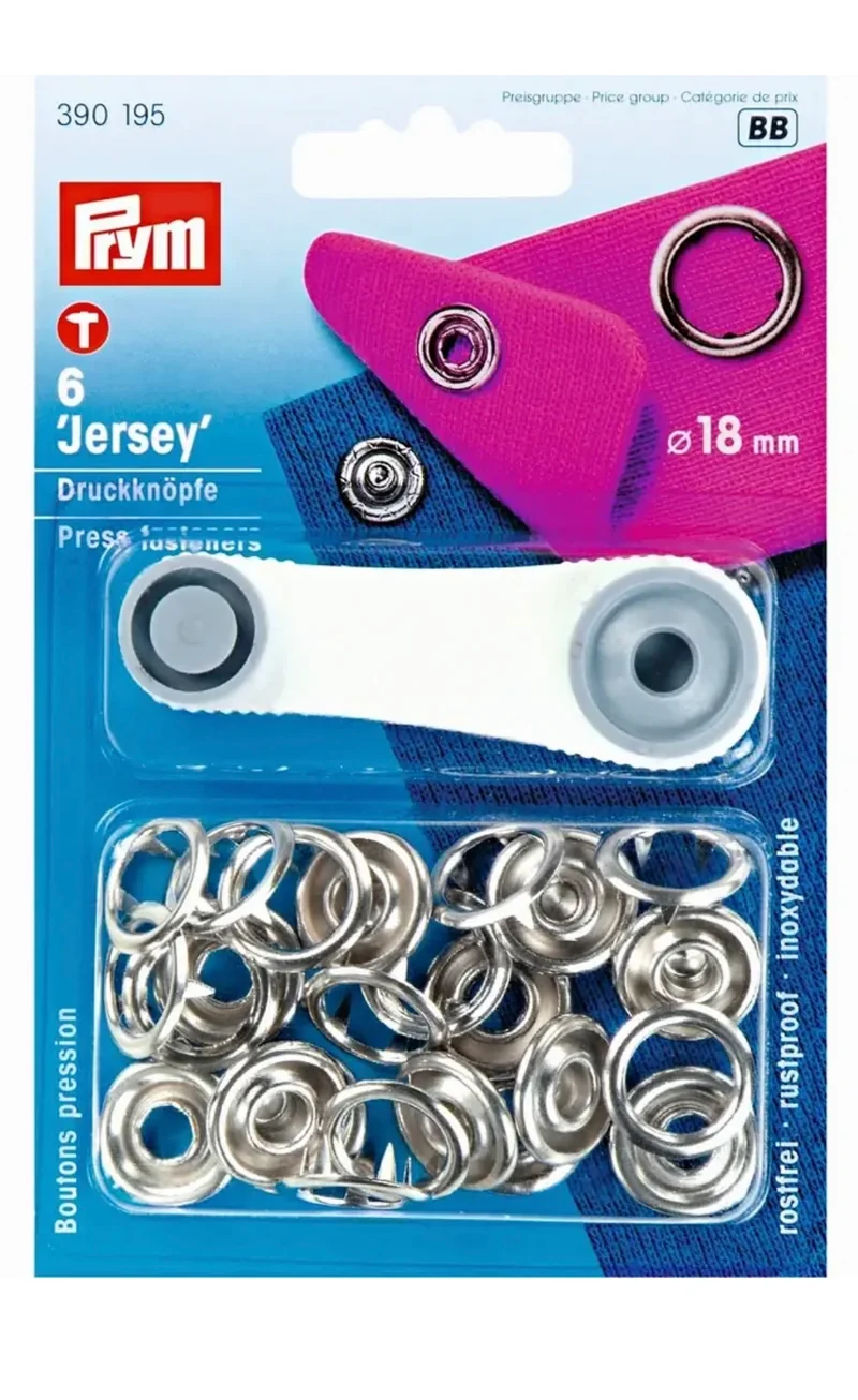 Prym Nähfrei Druckknöpfe für Jersey 18mm silber