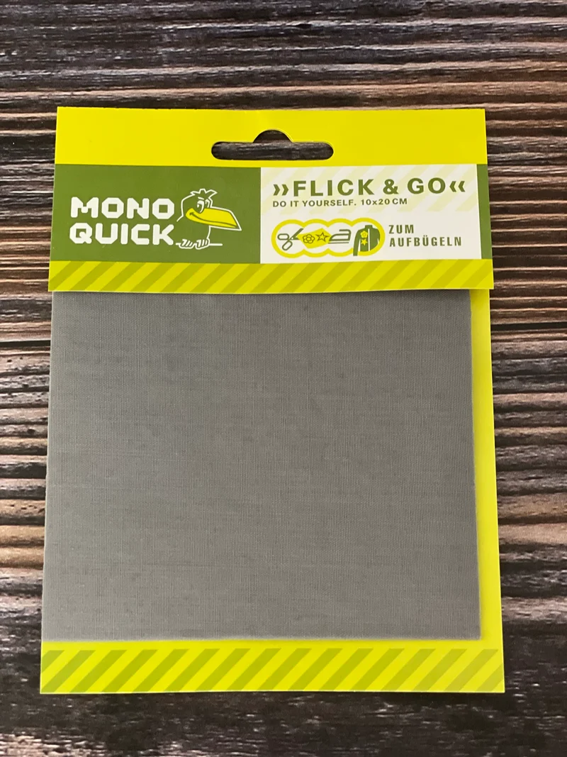 Mono Quick Bügelflicken Baumwolle grau 10x20 cm kochfest
