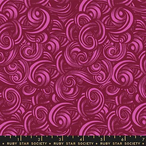Moda. Ruby Star, Fire Glow, Swirls, Rose Pink