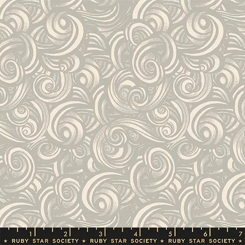 Moda. Ruby Star, Fire Glow, Swirls, Oyster Gray