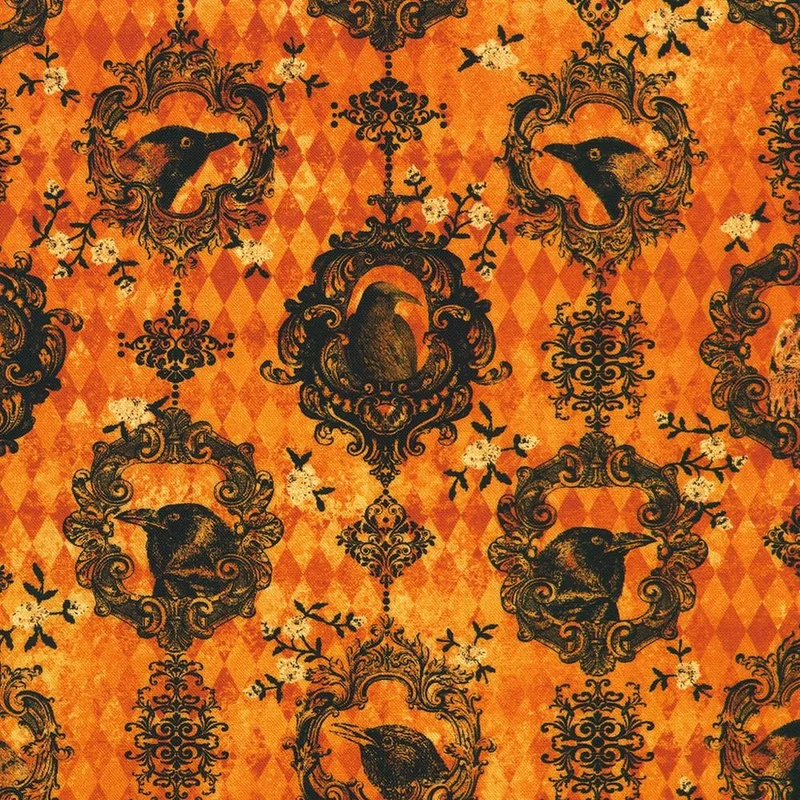 Robert Kaufman, Ravenwood, Ravens Striped Motifs, Orange Spice