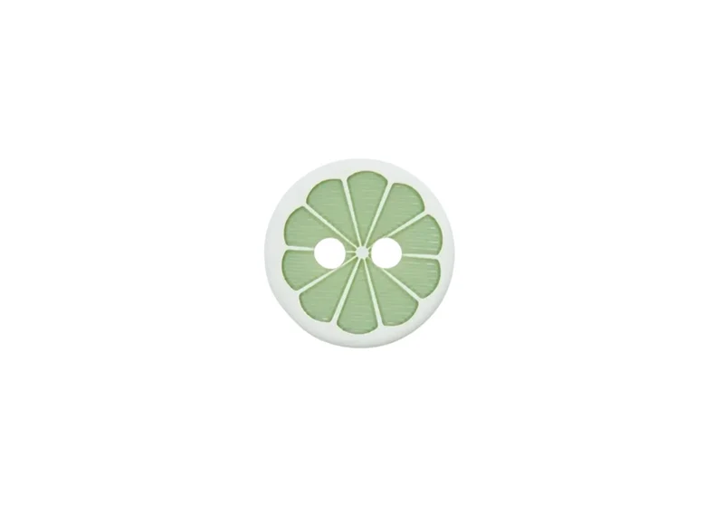 Polyesterknopf Citrus 2 Loch Ø 11mm weiss / grün