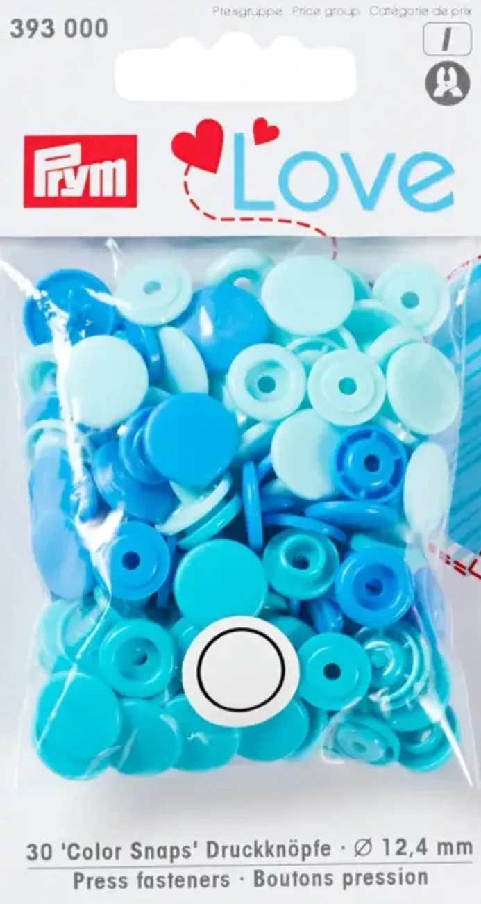 Prym Love Color Snaps Ø12,4 mm 30Stück tuerkis / blau sortiert