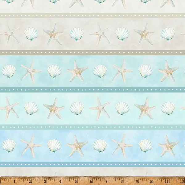 Hoffman Fabrics, Seas & Greetings, Seashell Border Print, Multi