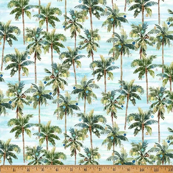 Hoffman Fabrics, Seas & Greetings, Palm Trees, Tropical Blue