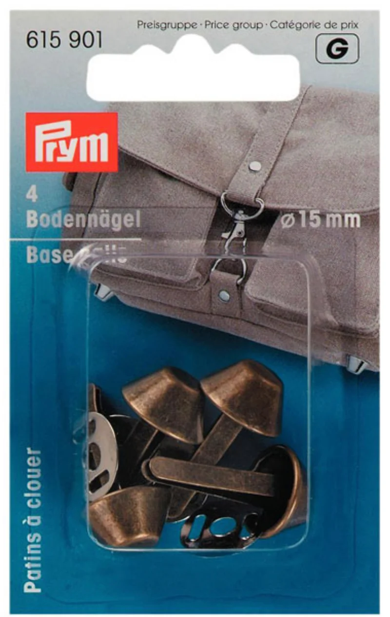 Prym 4 Bodennägel für Taschen altmessing 15mm
